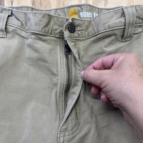 Carhartt Dungaree Relaxed Fit Work Pants 38X30 Beige Canvas Utility Workwear - Picture 6 of 12